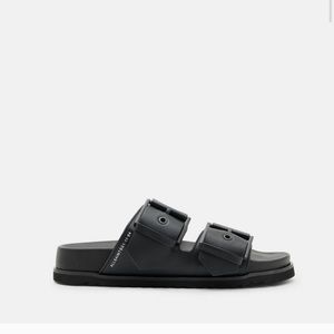 Sian Leather Buckle Sandals Black